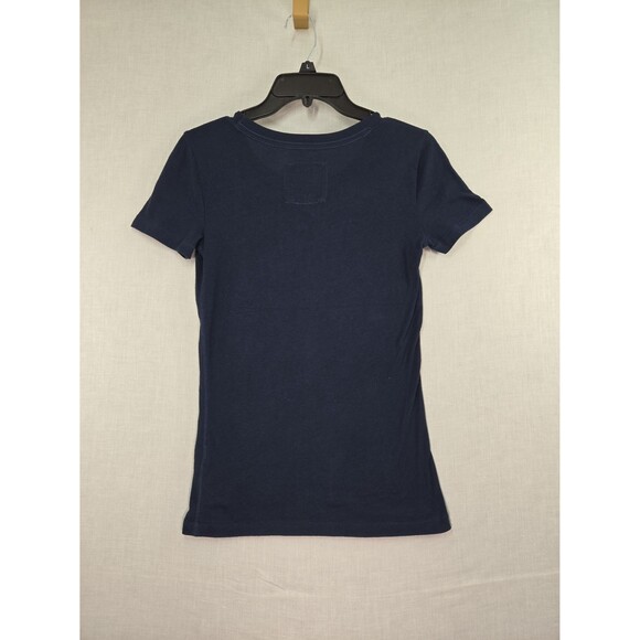 Y2K Abercrombie and Fitch Navy Blue T-Shirt w White Spellout Women's Small Retro - Picture 6 of 9